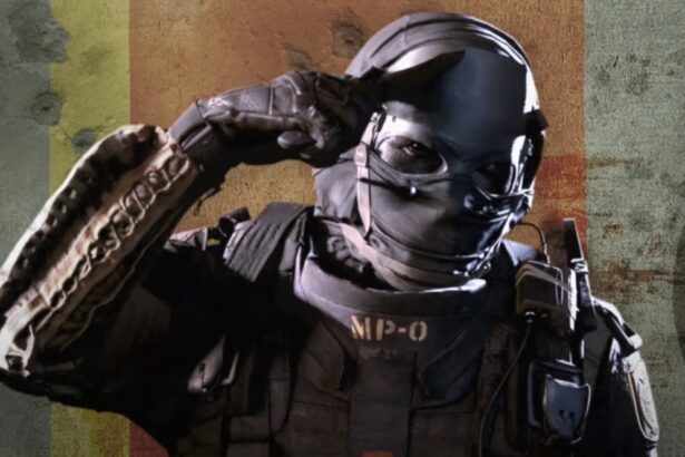 Nikto scraping his mask with his knife in Call of Duty.