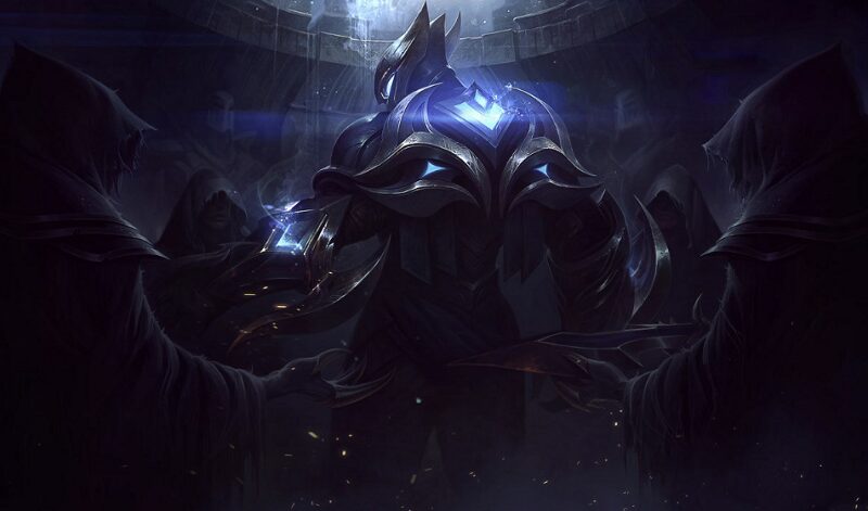 Championship Zed surrounded by cloaked figures underground