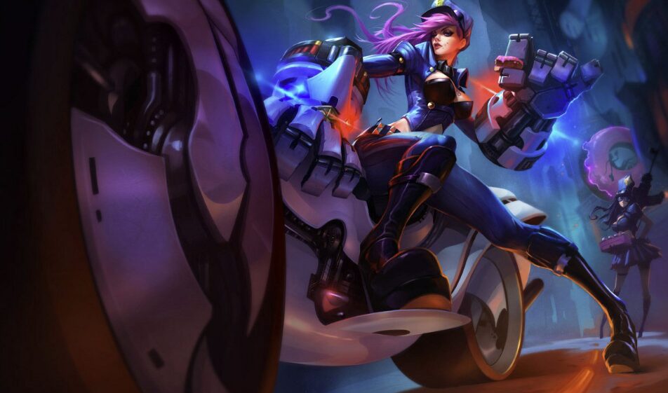 Officer Vi eating donuts on a motorcycle with Caitlyn in the back