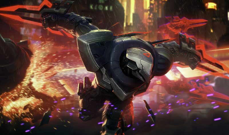 Project Zed slashing through enemies in the rain with sparks flying