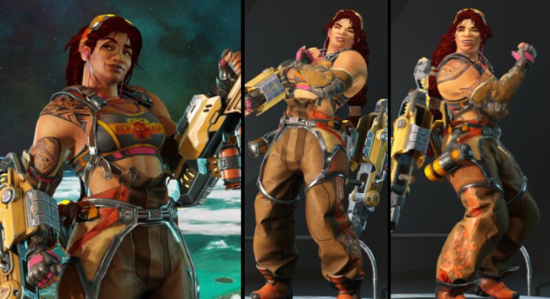 Summer posing with her flamethrower weapons
