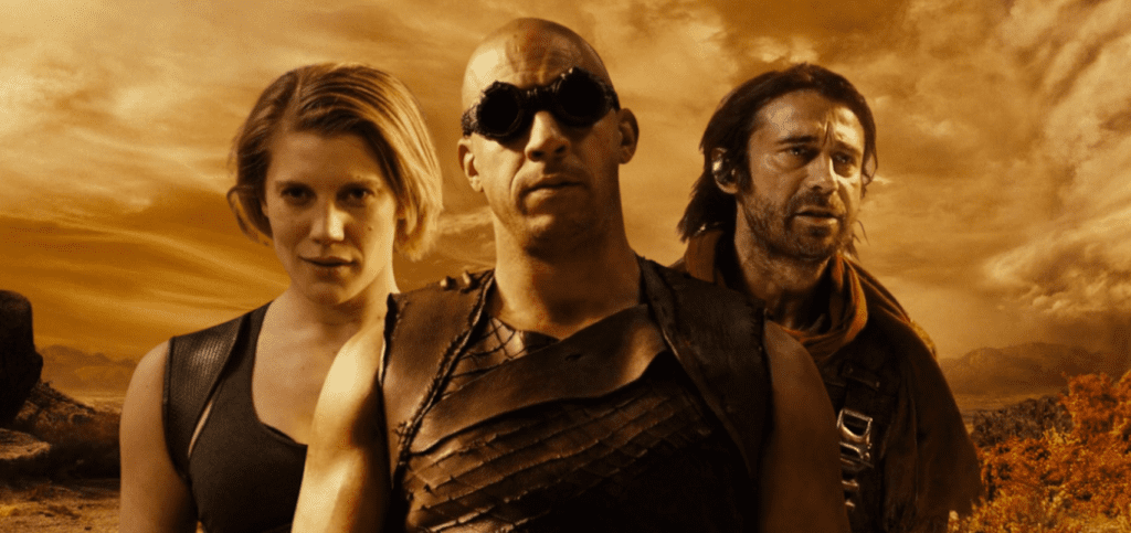 Riddick, Dahl and Santana from Riddick in desert planet