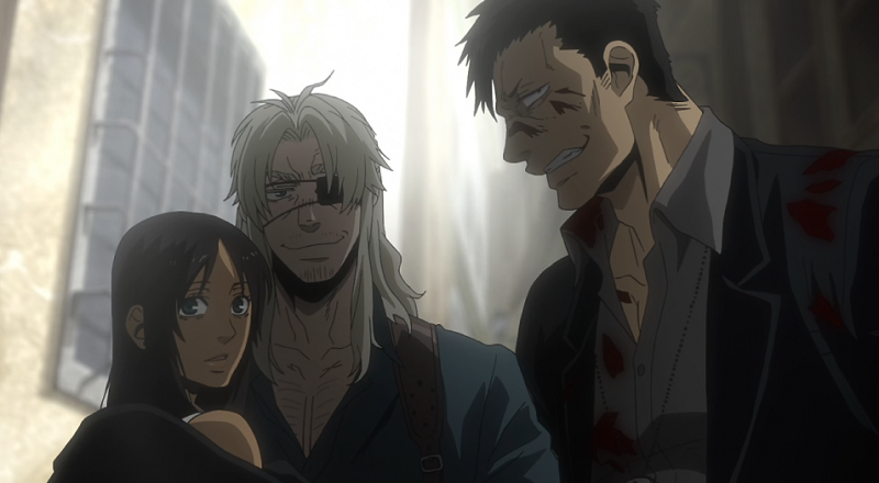 Nicolas Brown together with Worick and Alex in the alleway
