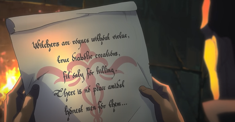 Vesemir holding a note about The Witchers