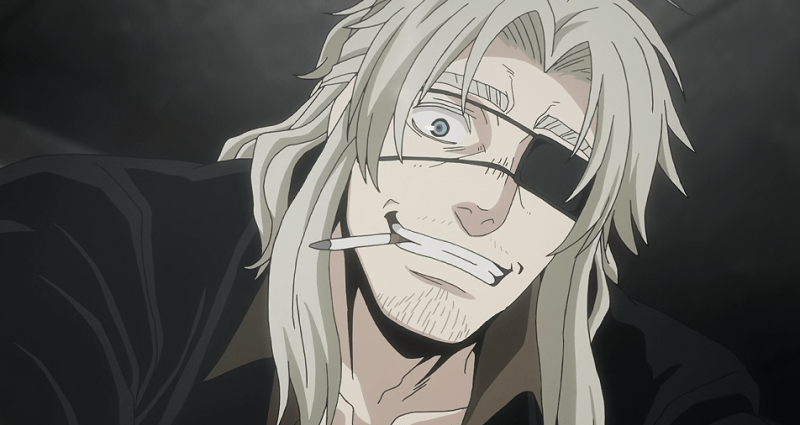Worick Arcangelo smiling with a cigarette and eyepatch