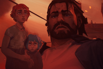 Vi and Jinx looking at Vander in Arcane.