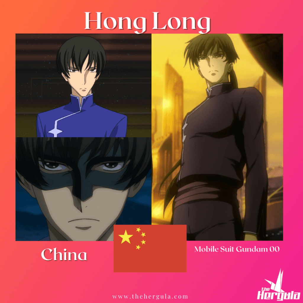 Hong Long collage with the flag of China and text