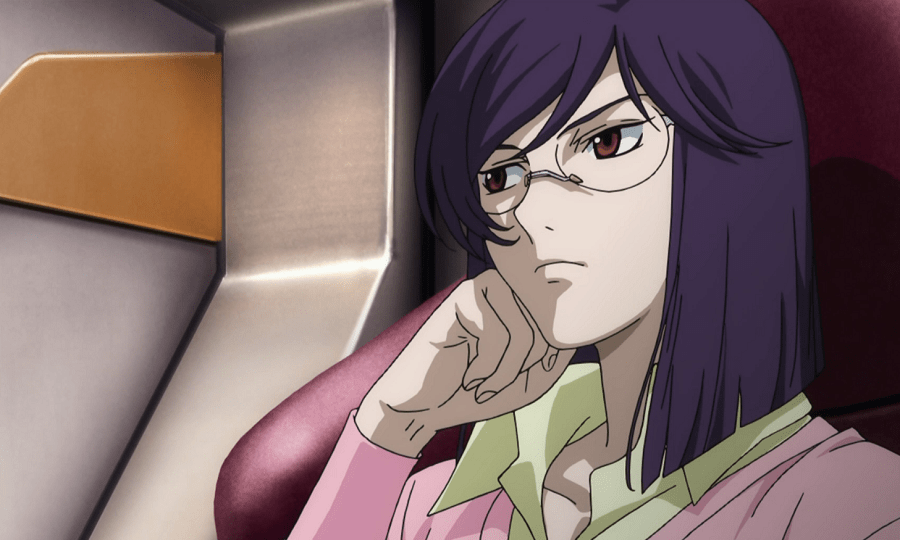 Tieria Erde leaning on his fist while looking away thinking about something.