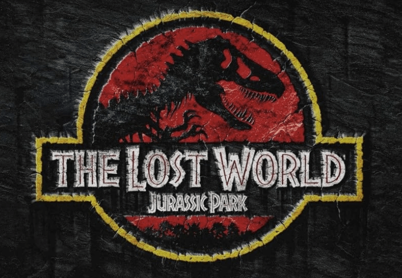 The Lost World Jurassic Park logo with a painted and worn out style.