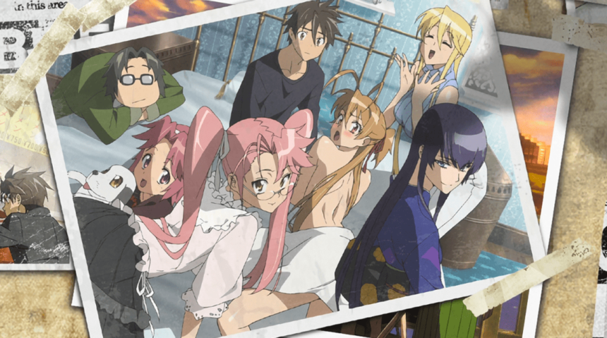 Highschool of the Dead characters photograph taped to a bulletin board.