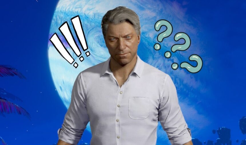 John Mercer in front of a beautiful moon on Avatar with exclamation marks and question marks.